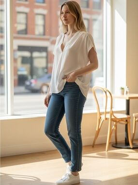Banana Republic White Oversized Cap Sleeve Tunic SZ XL